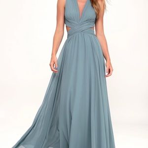 Vivid Imagination Slate Blue Cutout Maxi Dress